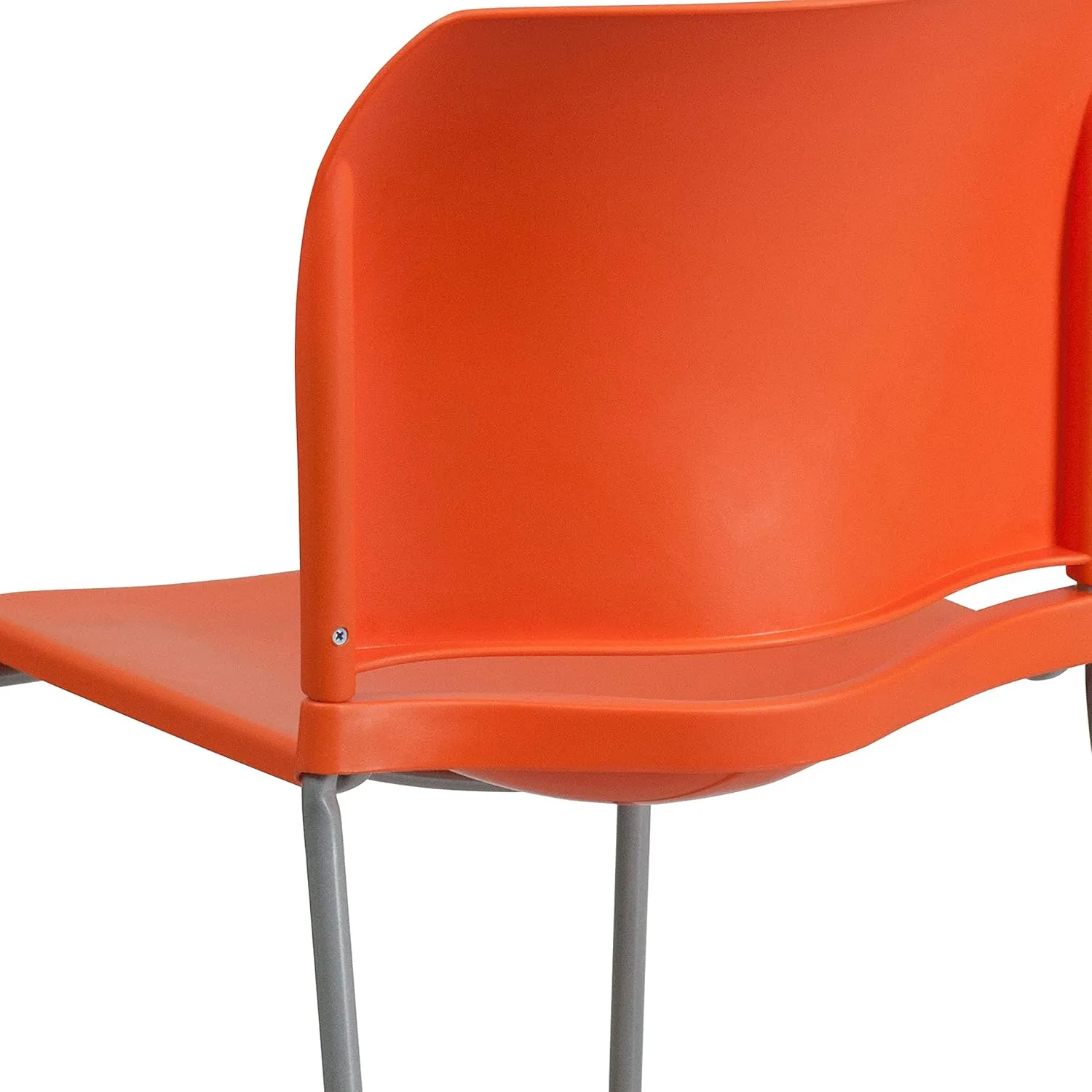 Flash Furniture Hercules Series Contoured Stacking Chairs for Waiting Rooms and Offices, Ergonomic Lobby Chairs with Curved Back, Set of 5, Orange