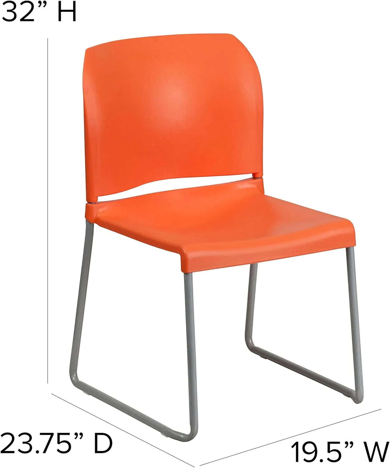 Flash Furniture Hercules Series Contoured Stacking Chairs for Waiting Rooms and Offices, Ergonomic Lobby Chairs with Curved Back, Set of 5, Orange