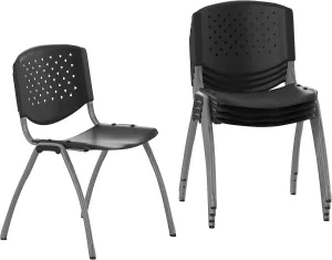 Flash Furniture Hercules Series Plastic Contoured Lobby Chairs with Perforated Backs, Ergonomic Stacking Chairs for Offices, Set of 5, Gray