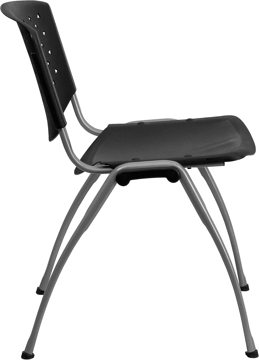 Flash Furniture Hercules Series Plastic Contoured Lobby Chairs with Perforated Backs, Ergonomic Stacking Chairs for Offices, Set of 5, Gray