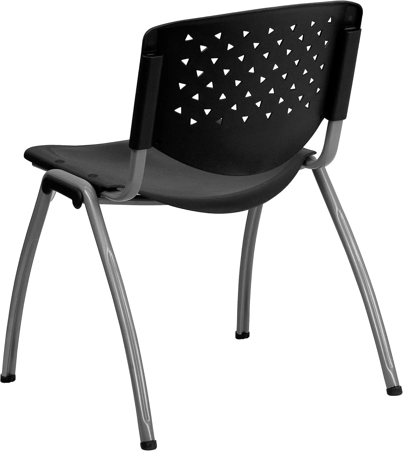 Flash Furniture Hercules Series Plastic Contoured Lobby Chairs with Perforated Backs, Ergonomic Stacking Chairs for Offices, Set of 5, Gray