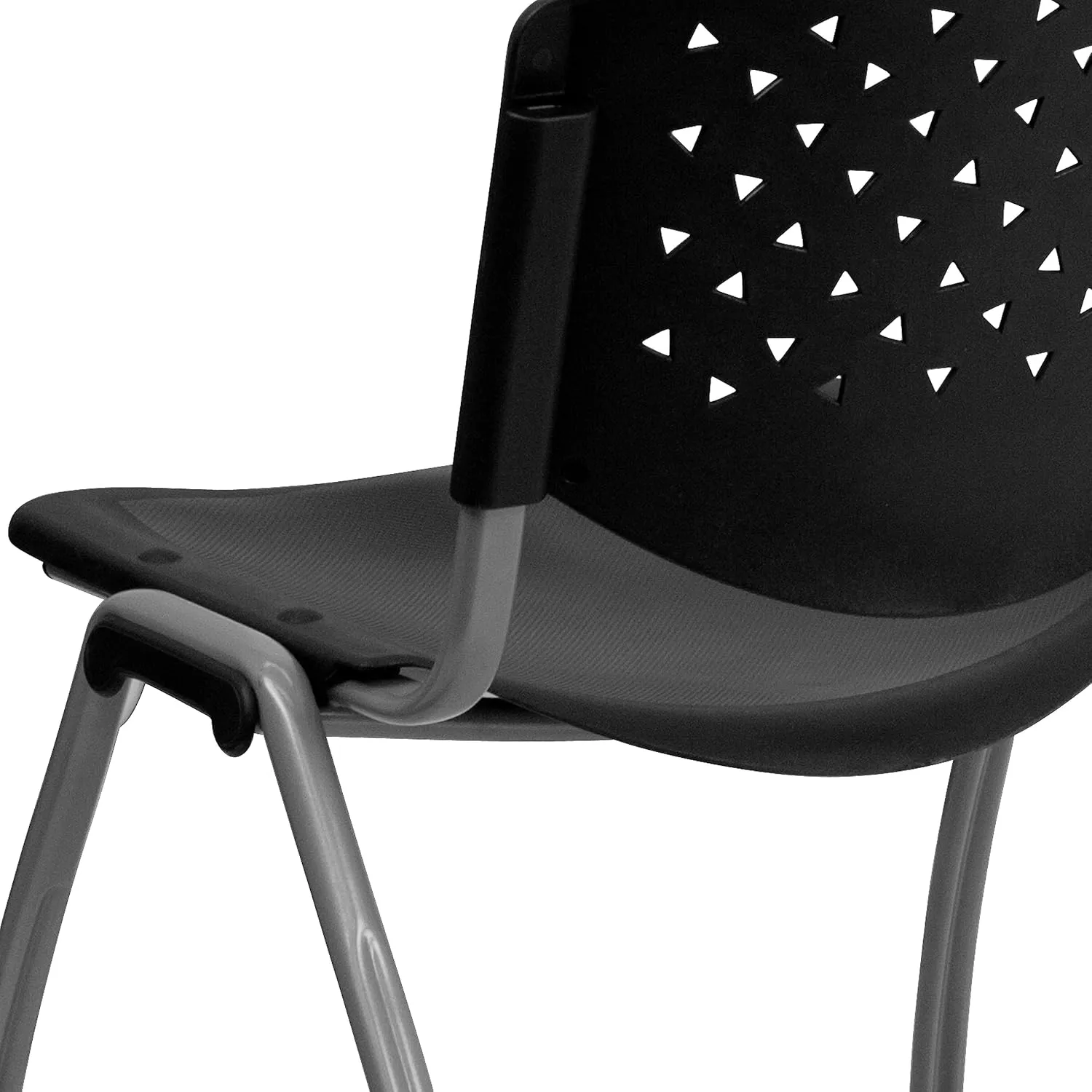 Flash Furniture Hercules Series Plastic Contoured Lobby Chairs with Perforated Backs, Ergonomic Stacking Chairs for Offices, Set of 5, Gray