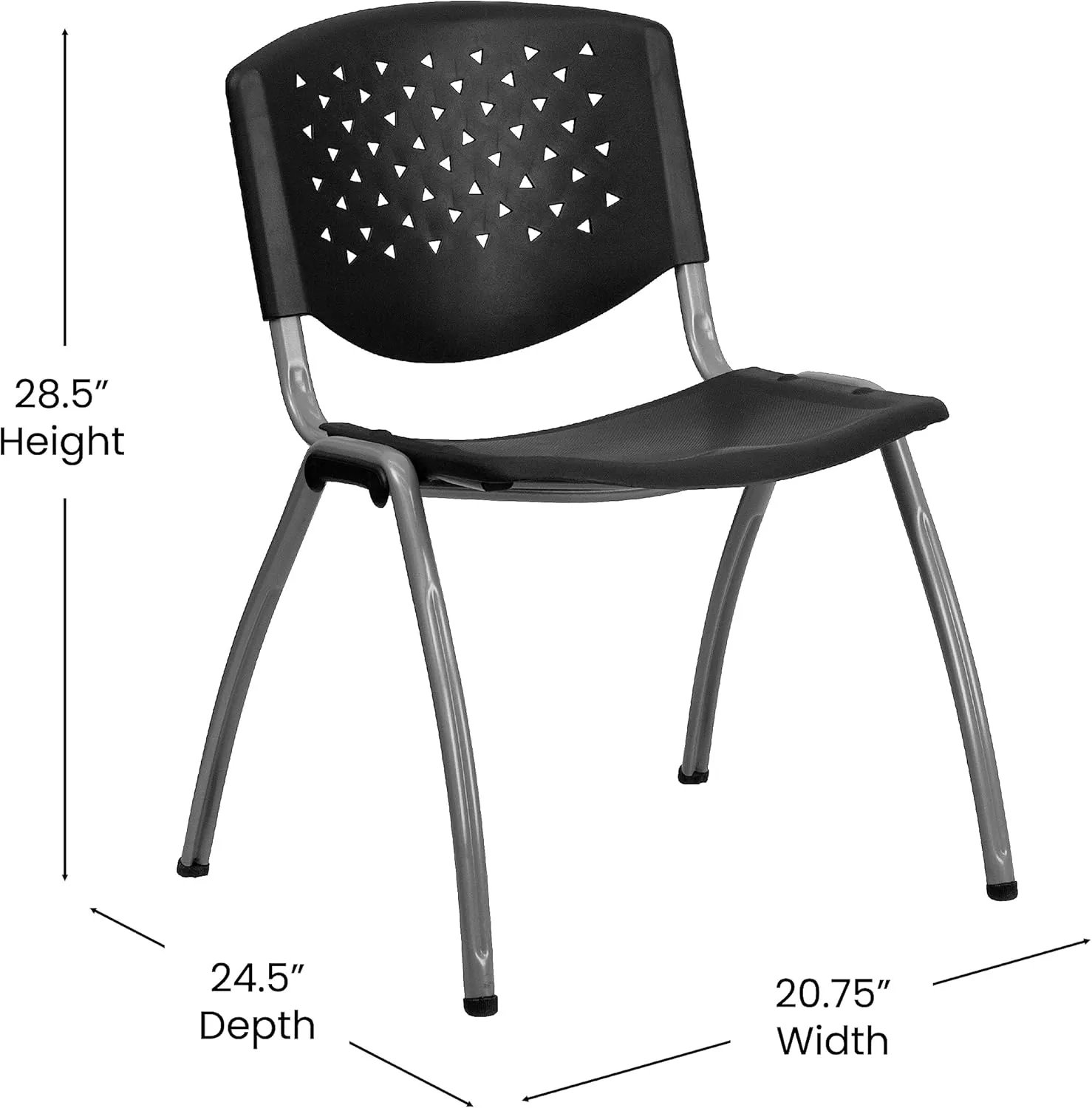 Flash Furniture Hercules Series Plastic Contoured Lobby Chairs with Perforated Backs, Ergonomic Stacking Chairs for Offices, Set of 5, Gray