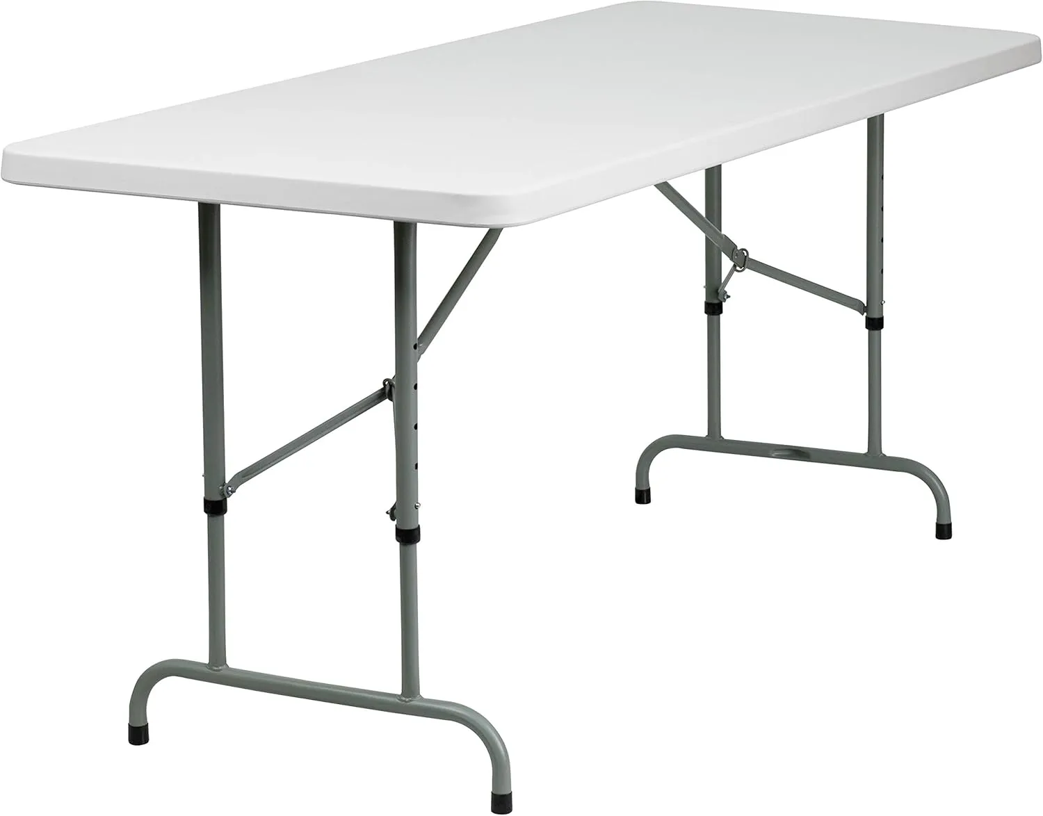 Flash Furniture Kathryn 6' Rectangular Adjustable Plastic Folding Event Table, Folding Portable Banquet Table for Indoor/Outdoor Events, White