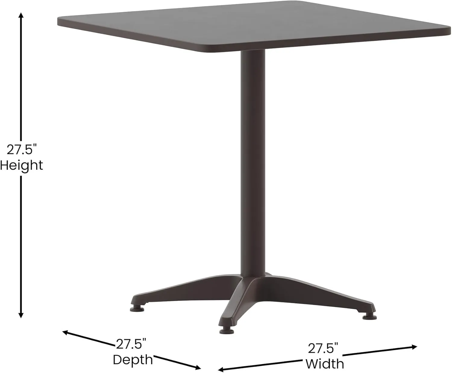 Flash Furniture Mellie 27.5'' Square Aluminum Indoor-Outdoor Table with Base, Bronze