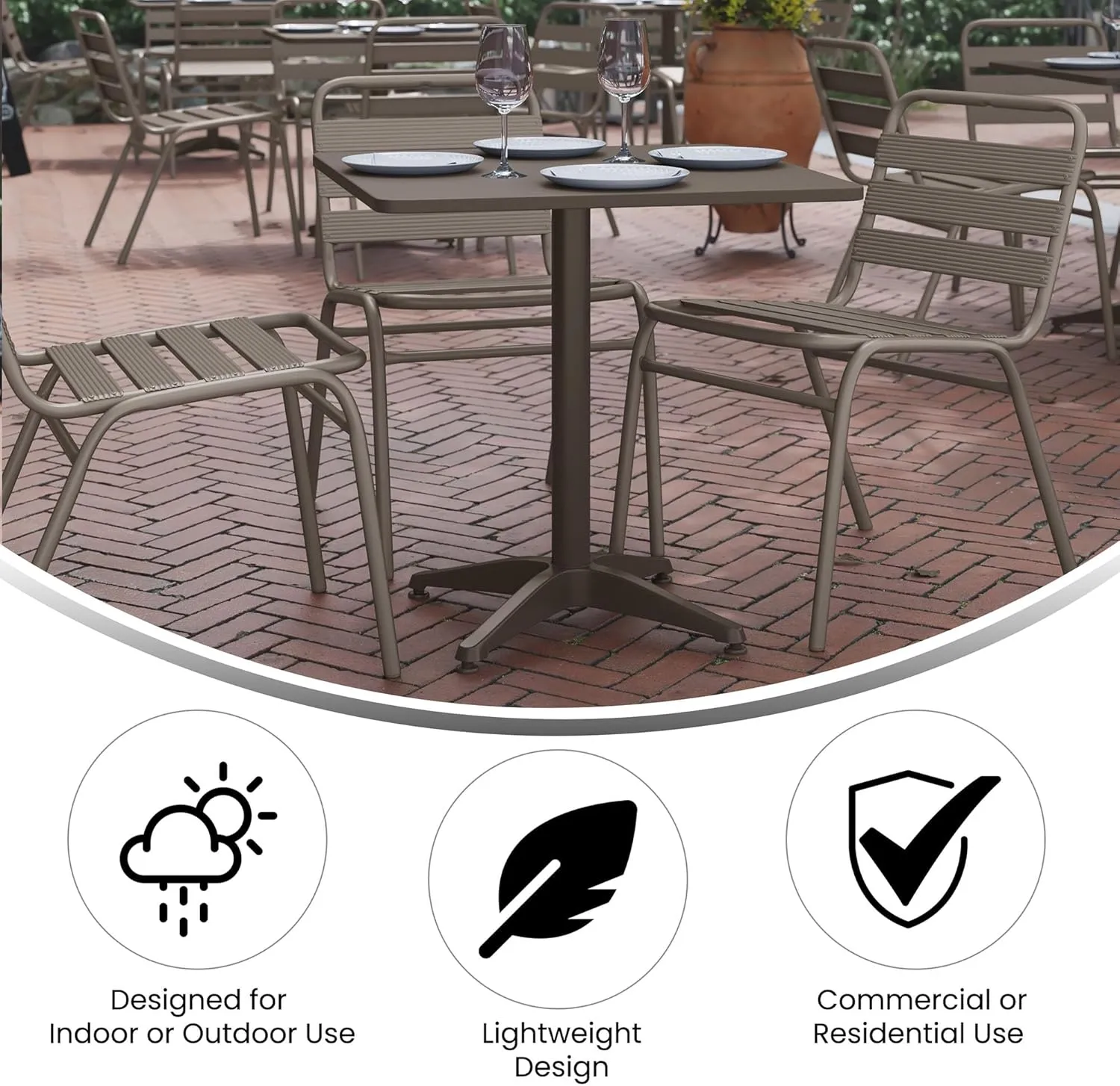 Flash Furniture Mellie 27.5'' Square Aluminum Indoor-Outdoor Table with Base, Bronze