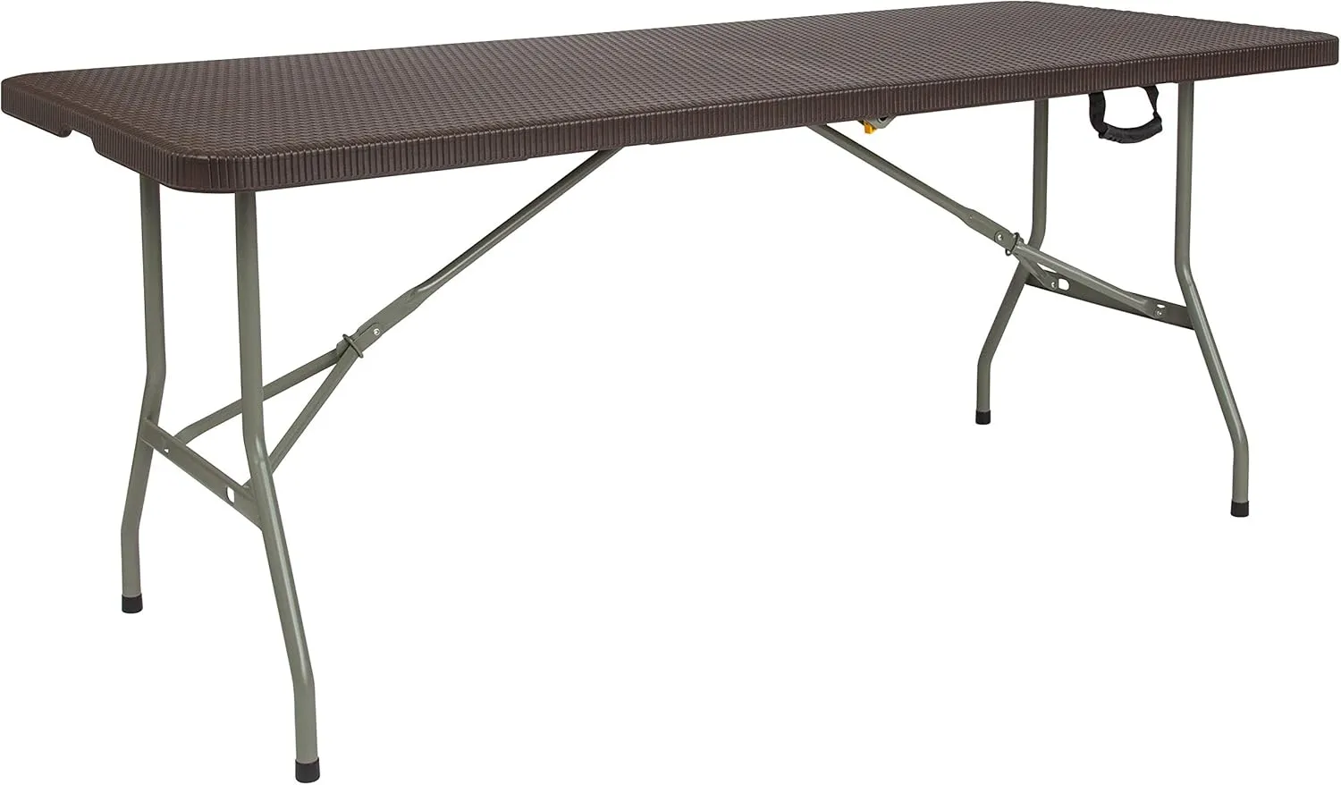 Flash Furniture Park 6-Foot Bi-Fold Brown Rattan Plastic Folding Table