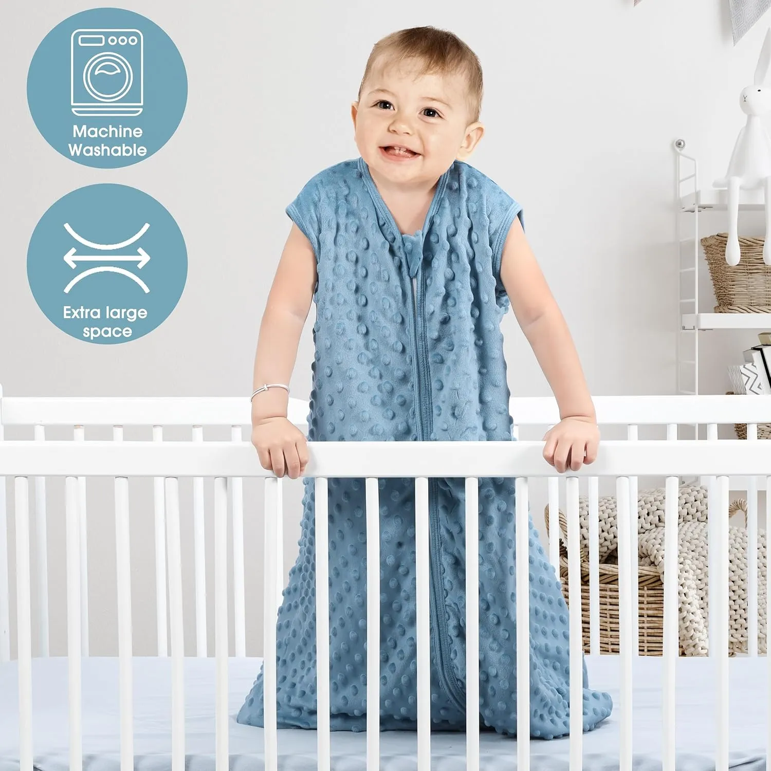 Fleece Baby Sleep Sack With Plush Dots,2 Pack TOG 1.5 Baby Wearable Blanket with 2-Way Zipper, Toddler Sleep Sack (Brown & Dark Green, 18-24 Months)