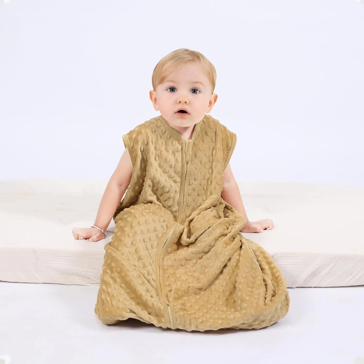 Fleece Baby Sleep Sack With Plush Dots,2 Pack TOG 1.5 Baby Wearable Blanket with 2-Way Zipper, Toddler Sleep Sack (Brown & Dark Green, 18-24 Months)