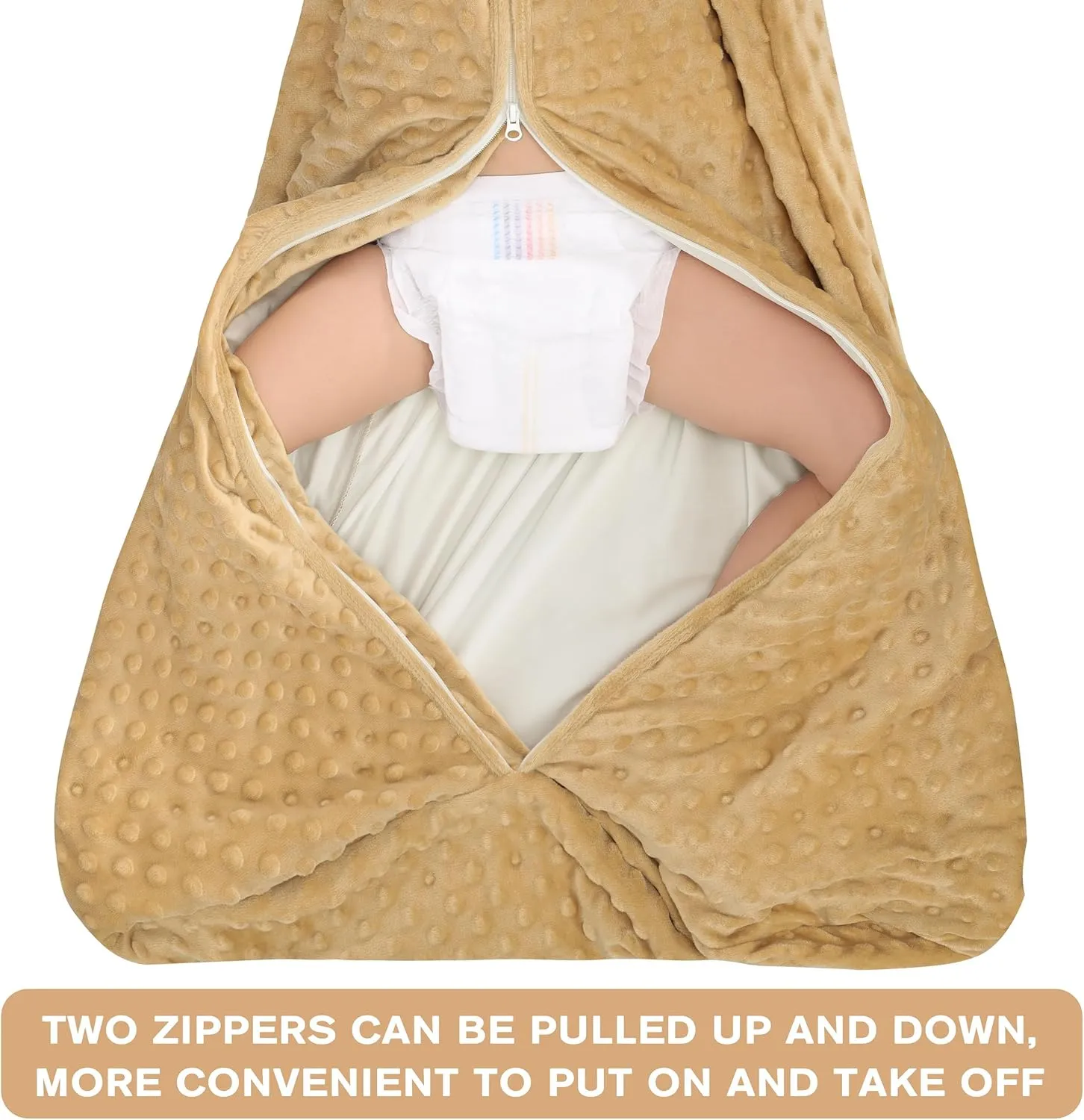 Fleece Baby Sleep Sack With Plush Dots,2 Pack TOG 1.5 Baby Wearable Blanket with 2-Way Zipper, Toddler Sleep Sack (Brown & Dark Green, 18-24 Months)