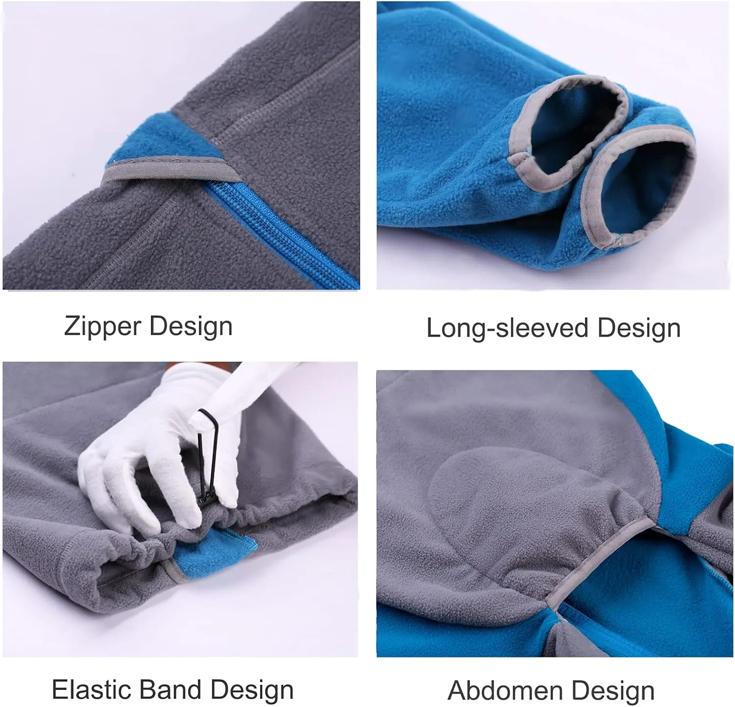 Fleece Coats for Large Medium Dogs, Winter Warm Dog Coats w/ High Collar & Full Body Protection - Windproof, Comfortable, Perfect for Cold Weather & Snow - Blue, 4X-Large