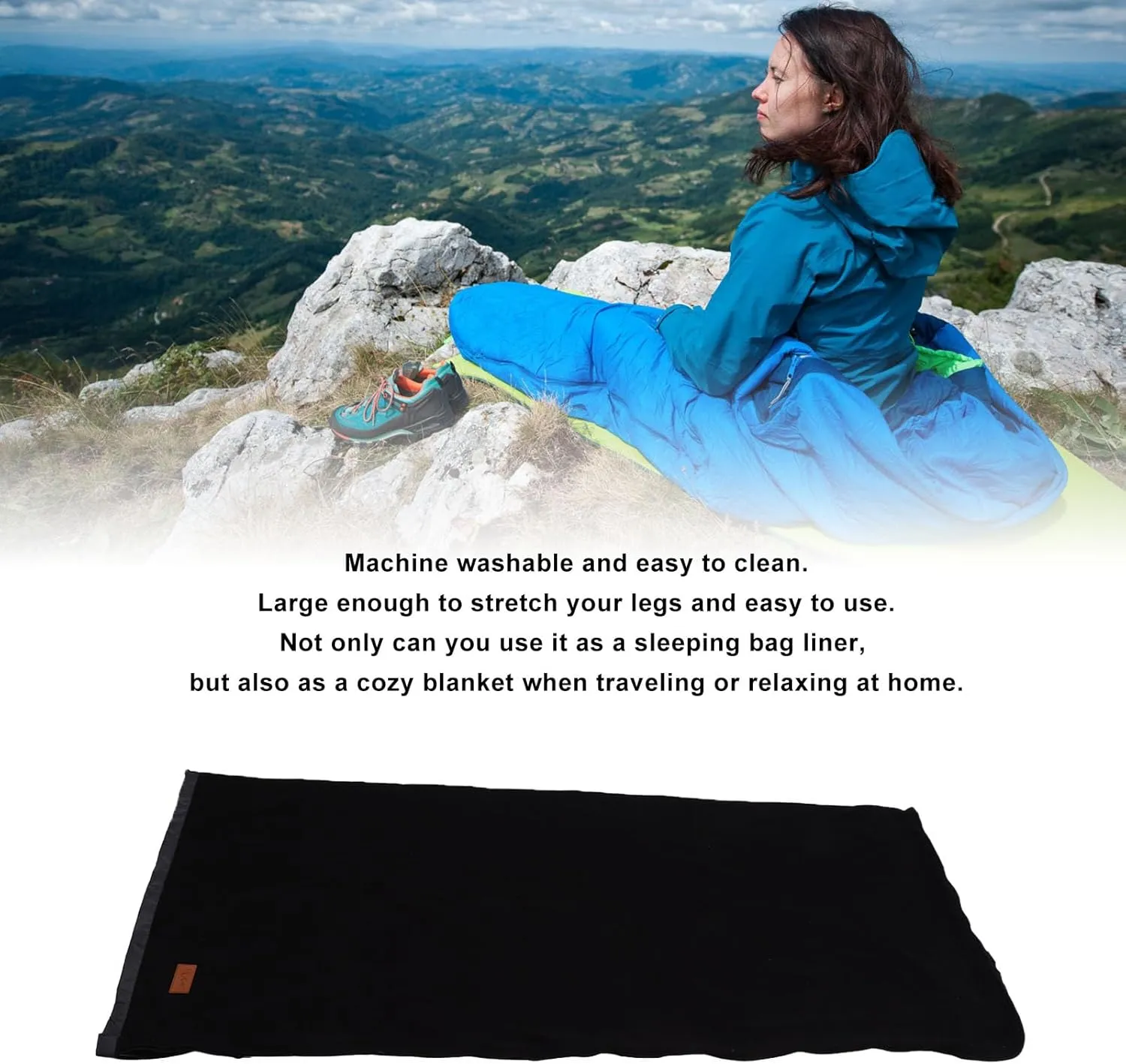 Fleece Sleeping Bag Liner Sleeping Bag Liner Super Thick Fleece Soft Sleeping Bag Liner Blanket for Camping Travel Backpacking