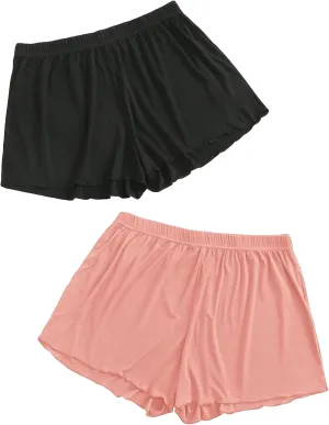 Floerns Women's Plus Size Solid Pajama Shorts 2 Pack Soft Lounge Sleep Shorts