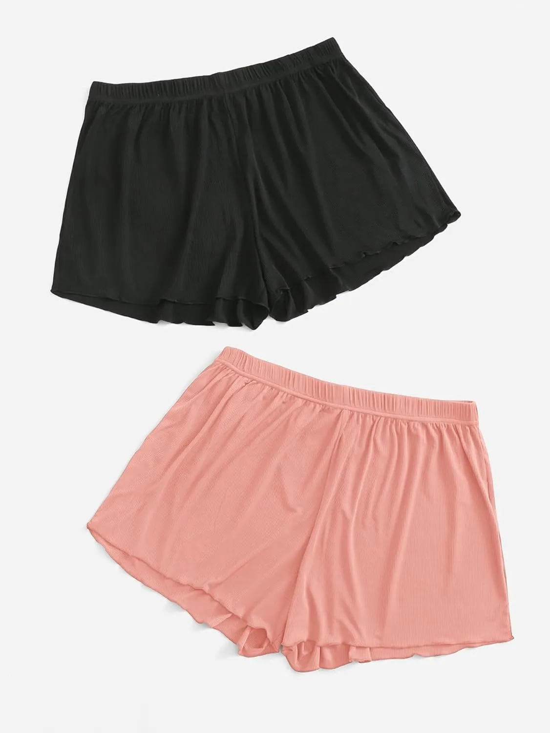 Floerns Women's Plus Size Solid Pajama Shorts 2 Pack Soft Lounge Sleep Shorts