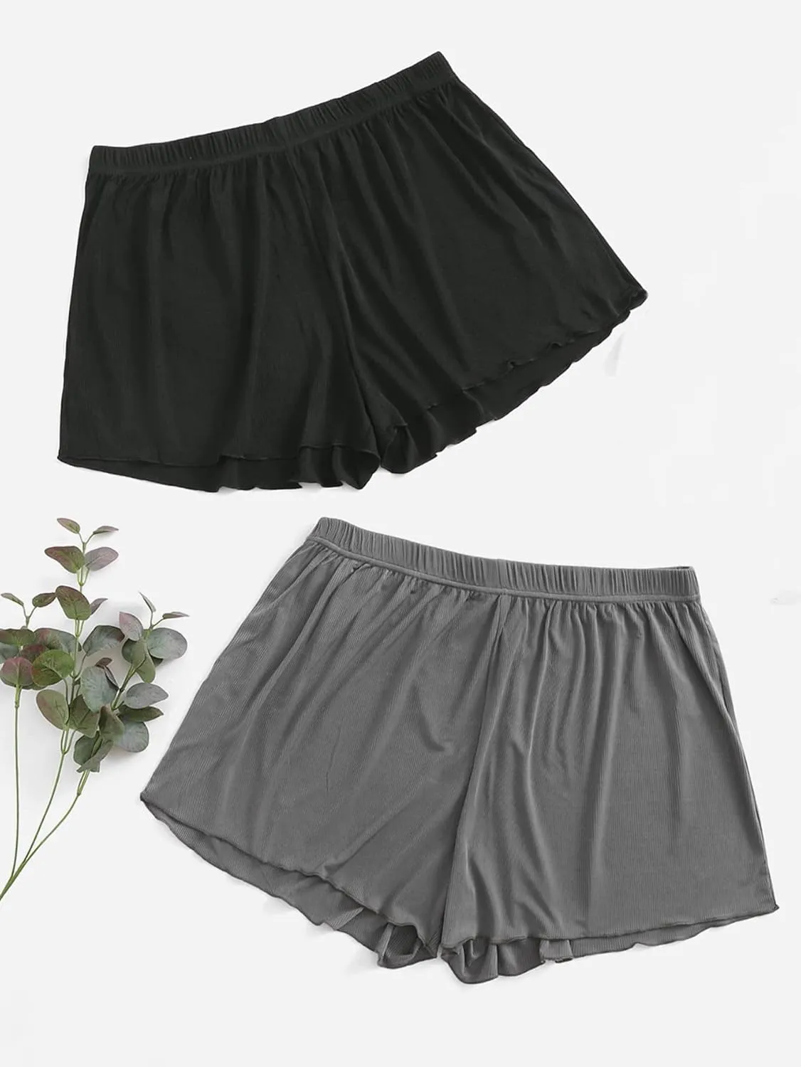 Floerns Women's Plus Size Solid Pajama Shorts 2 Pack Soft Lounge Sleep Shorts