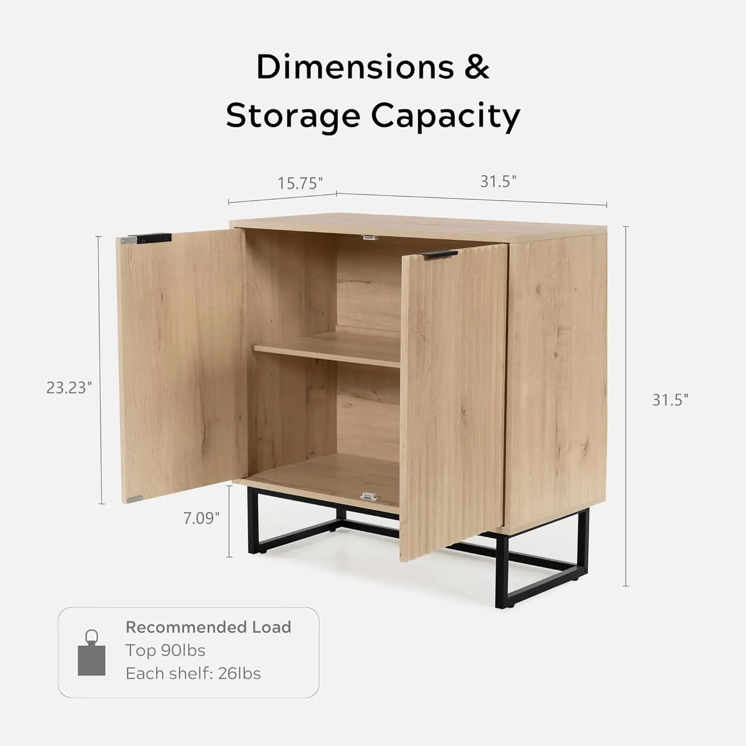 Fluted Storage Cabinets Set of 2, Sideboard Buffet Cabinet Modern Accent Cabinet with Adjustable Shelves, Credenza, Entryway Console Table for Living Room, Light Oak