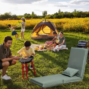 Foldable Portable Chair with Fourteen-Position Adjustable Recliner for Outdoor Travel, Picnic, BBQ, Lightweight, Light Green