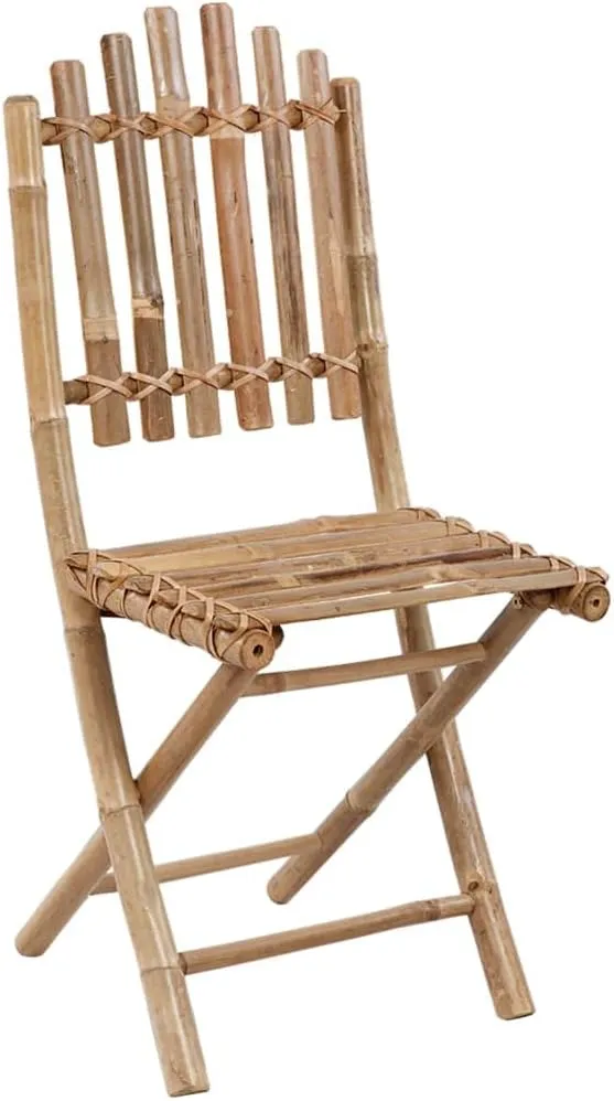Folding Bamboo Patio Chairs with Cushions 2 Pack Light Blue Outdoor Furniture Set for Garden, Poolside, Camping - Foldable Lounge Chairs
