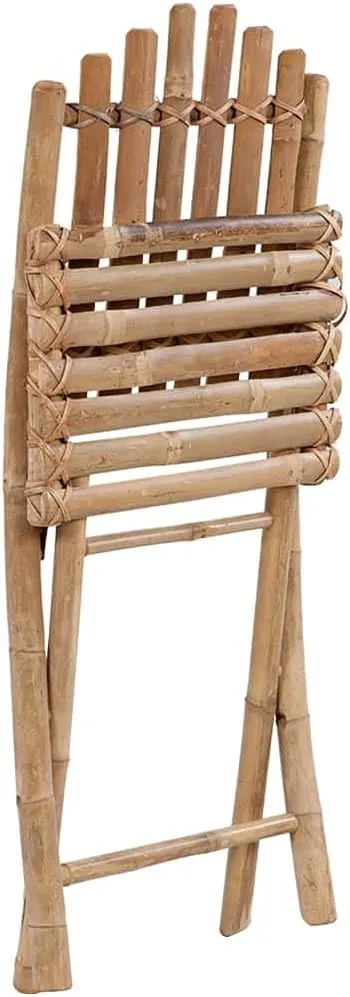 Folding Bamboo Patio Chairs with Cushions 2 Pack Light Blue Outdoor Furniture Set for Garden, Poolside, Camping - Foldable Lounge Chairs
