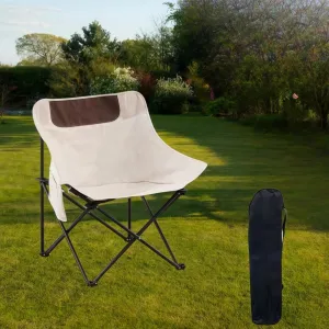 Folding Camping Chair, Lightweight Portable Lawn Chairs with Carry Bag, 600D Oxford Compact Outdoor Picnic Stool for Hiking, Beach, Fishing, and Market Stalls (White)