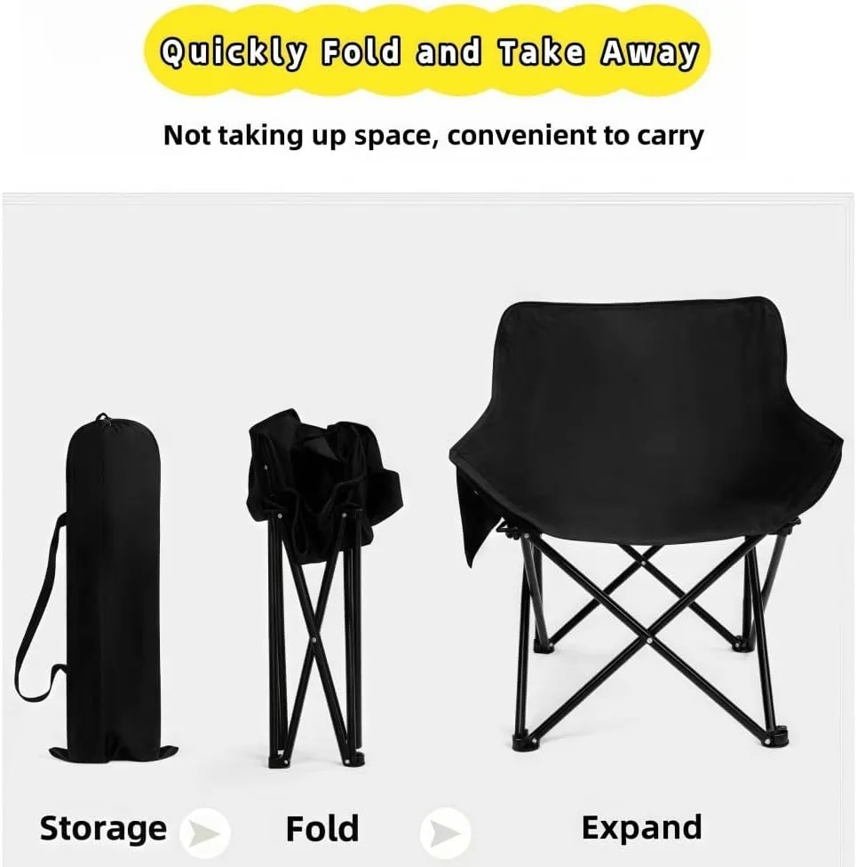 Folding Camping Chair, Lightweight Portable Lawn Chairs with Carry Bag, 600D Oxford Compact Outdoor Picnic Stool for Hiking, Beach, Fishing, and Market Stalls (White)