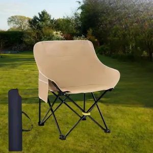 Folding Camping Chair, Lightweight Portable Lawn Chairs with Carry Bag, 600D Oxford Compact Outdoor Picnic Stool for Hiking, Beach, Fishing, and Market Stalls (Yellow)