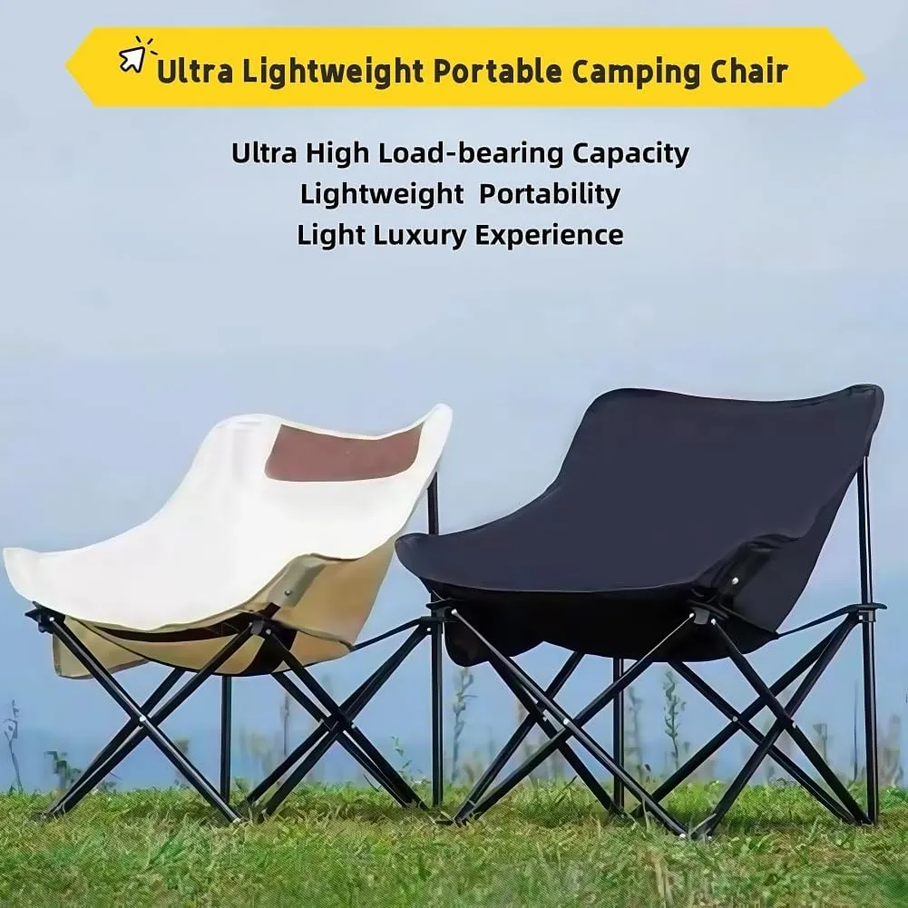 Folding Camping Chair, Lightweight Portable Lawn Chairs with Carry Bag, 600D Oxford Compact Outdoor Picnic Stool for Hiking, Beach, Fishing, and Market Stalls (Yellow)