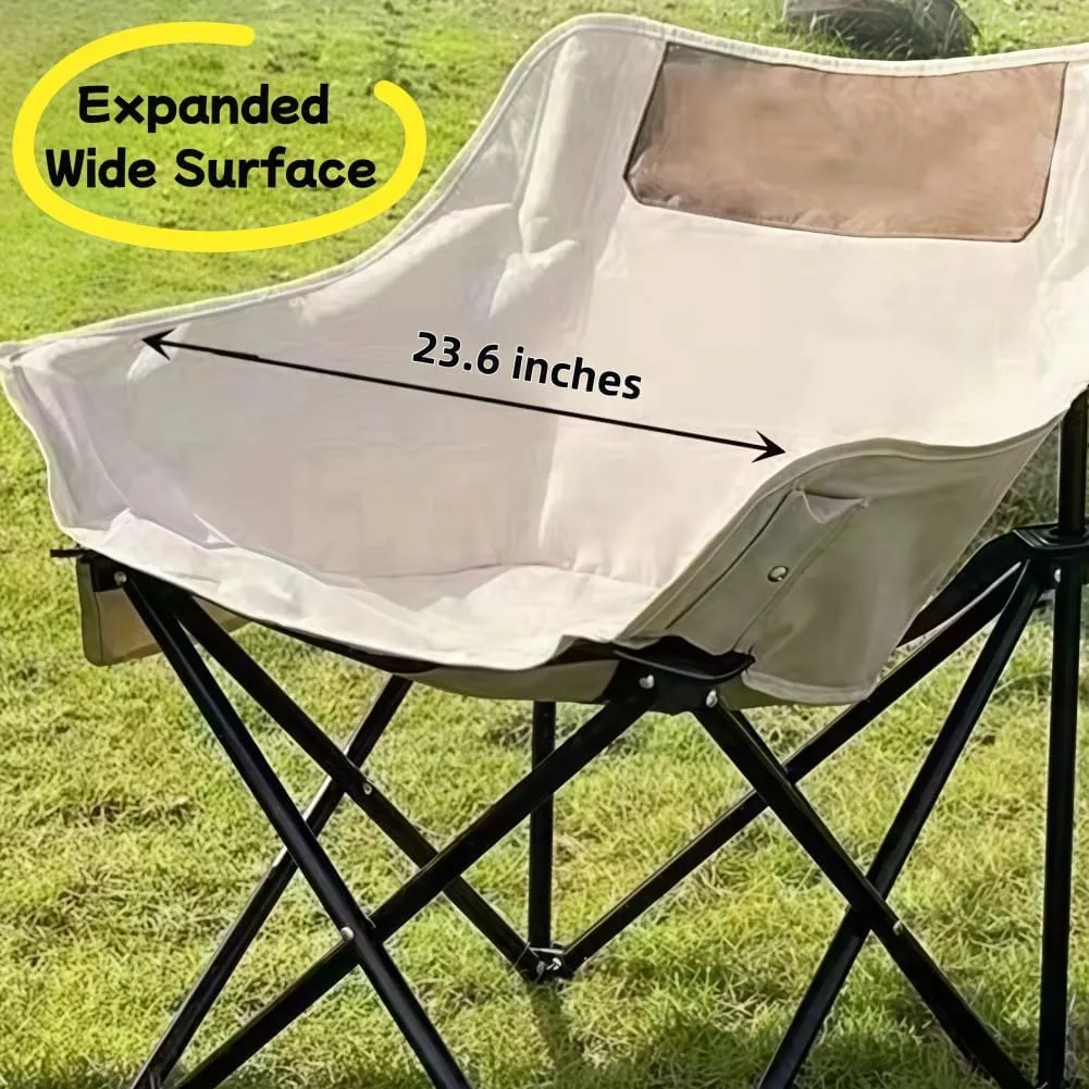 Folding Camping Chair, Lightweight Portable Lawn Chairs with Carry Bag, 600D Oxford Compact Outdoor Picnic Stool for Hiking, Beach, Fishing, and Market Stalls (Yellow)