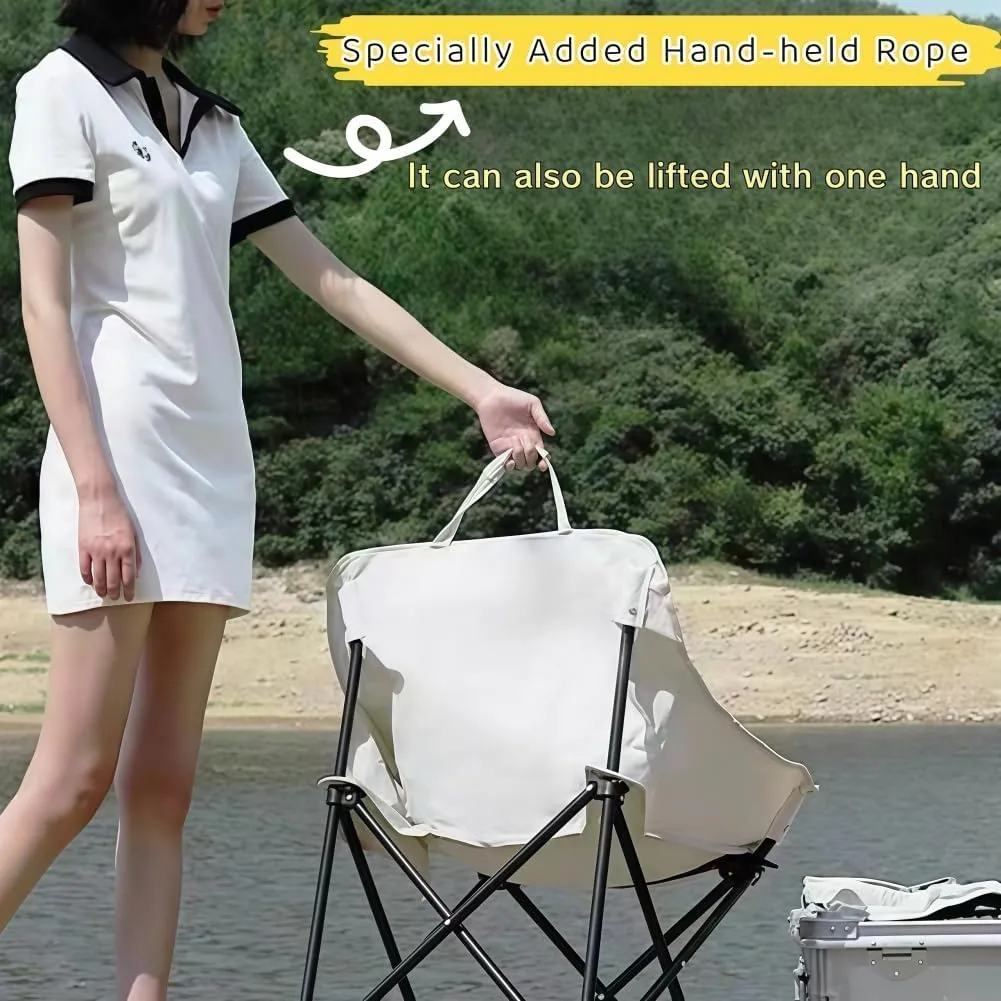 Folding Camping Chair, Lightweight Portable Lawn Chairs with Carry Bag, 600D Oxford Compact Outdoor Picnic Stool for Hiking, Beach, Fishing, and Market Stalls (Yellow)