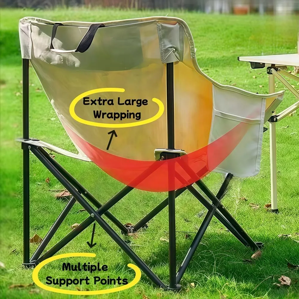 Folding Camping Chair, Lightweight Portable Lawn Chairs with Carry Bag, 600D Oxford Compact Outdoor Picnic Stool for Hiking, Beach, Fishing, and Market Stalls (Yellow)