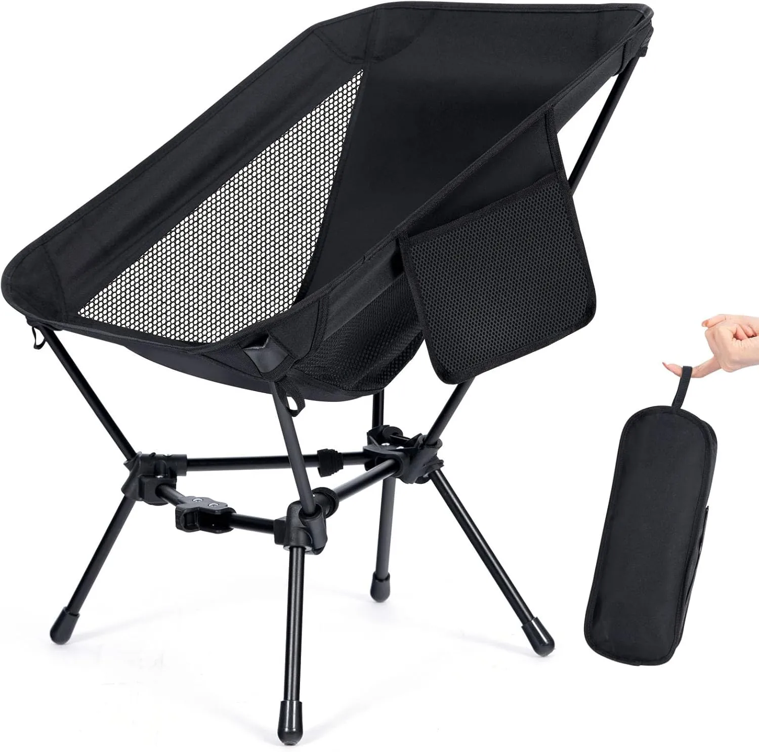 Folding Camping Chairs, Lightweight and Compact Design for Backpacking, Beach Trips, Outdoors, Black