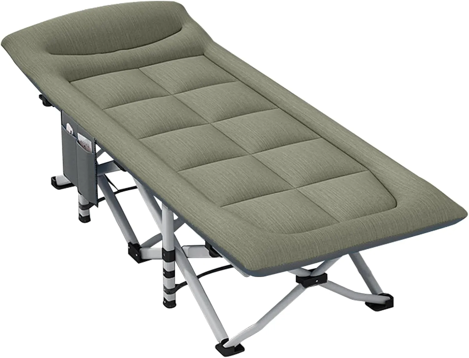 Folding Camping Cot with Mattress and Pillow, Portable No Installation Lightweight Adult Sleeping Bed for Home,Office,Camping and Travelling (Matcha Green)