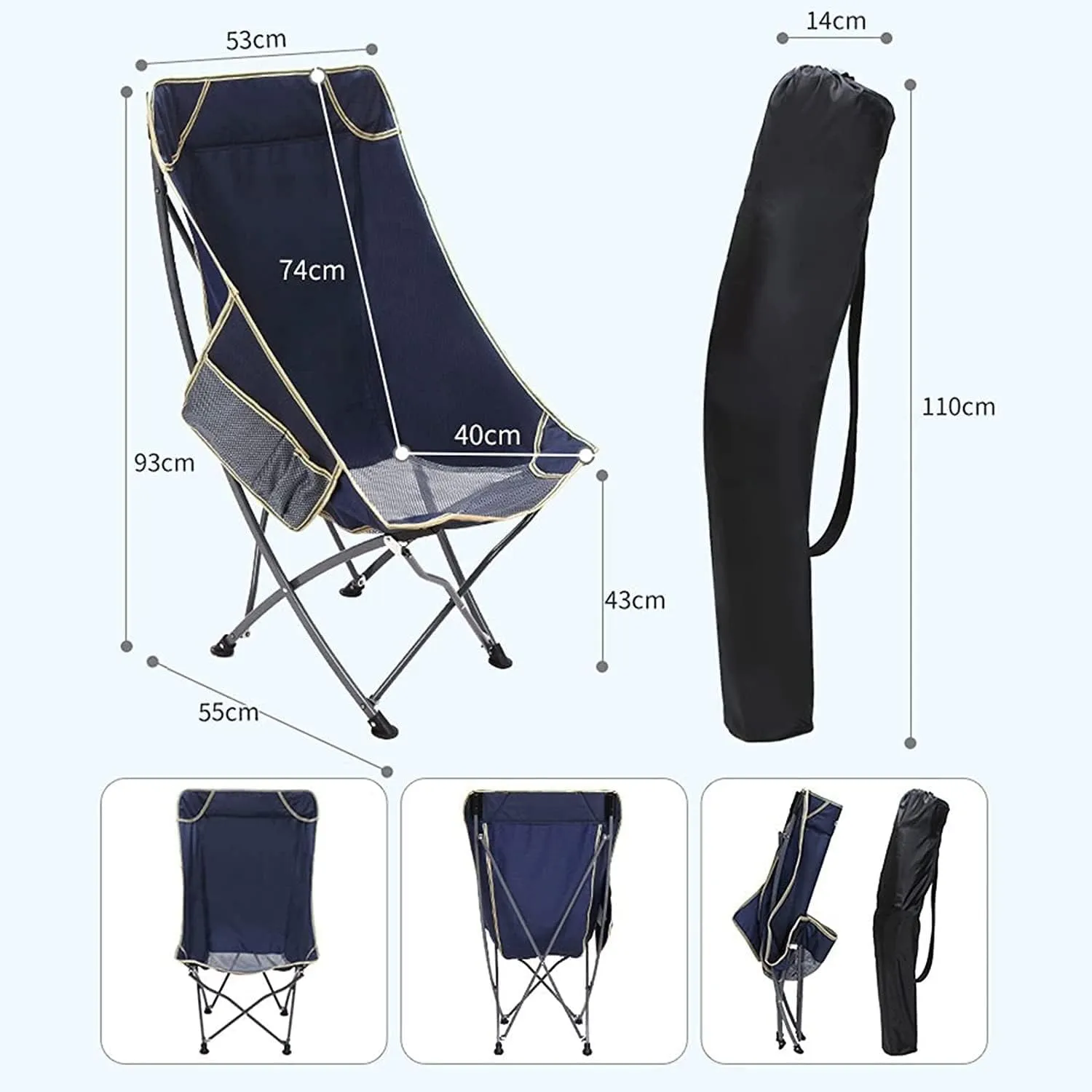 Folding Camping Ultralight Folding Camping Chair with Backrest Leisure Beach Seat with Mesh External Hanging Bag Portable Backpack Chair Chairs Foldable(C)