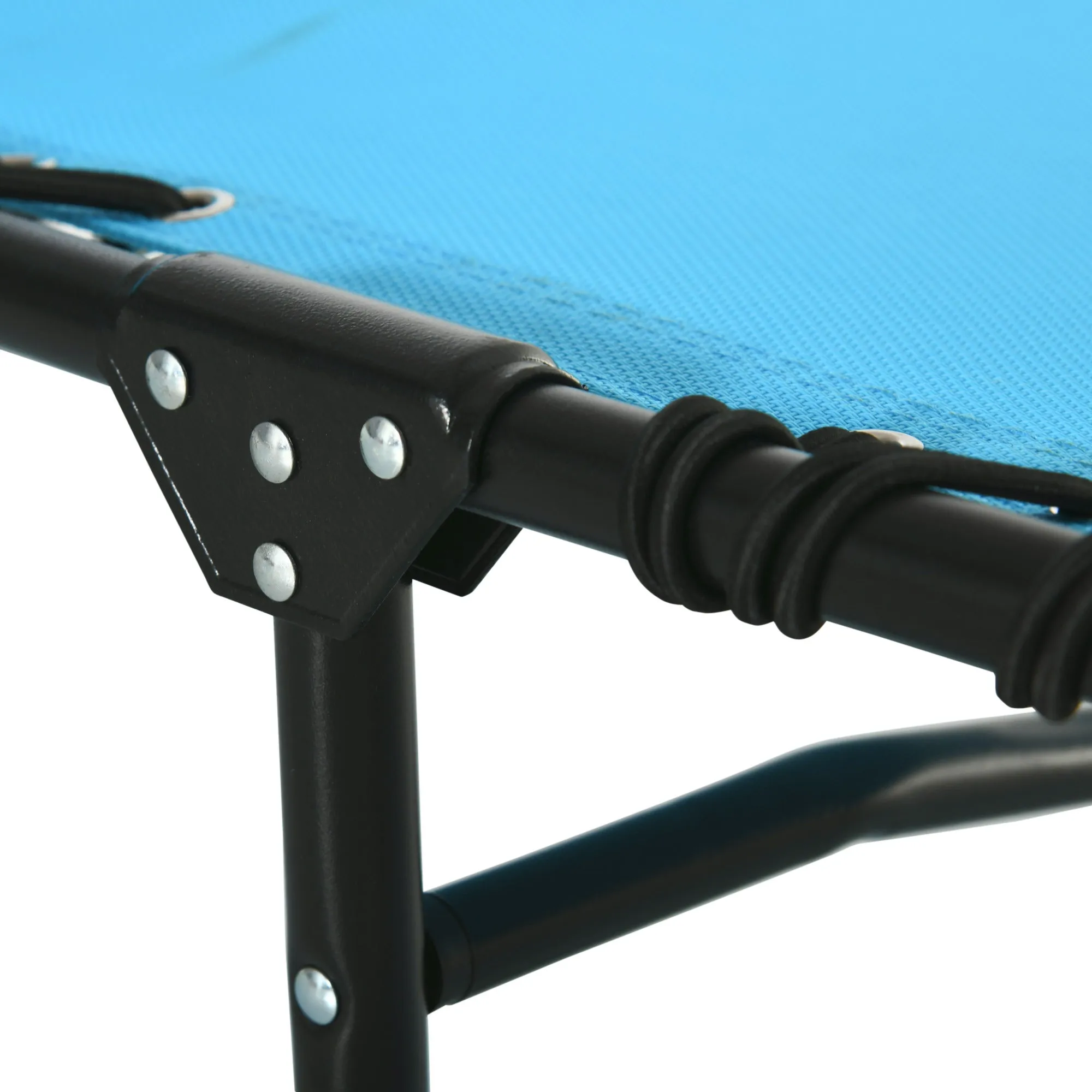 Folding Chaise Lounge Chair with 4-Position Recline, Breathable Mesh & Bungee Seat, Blue