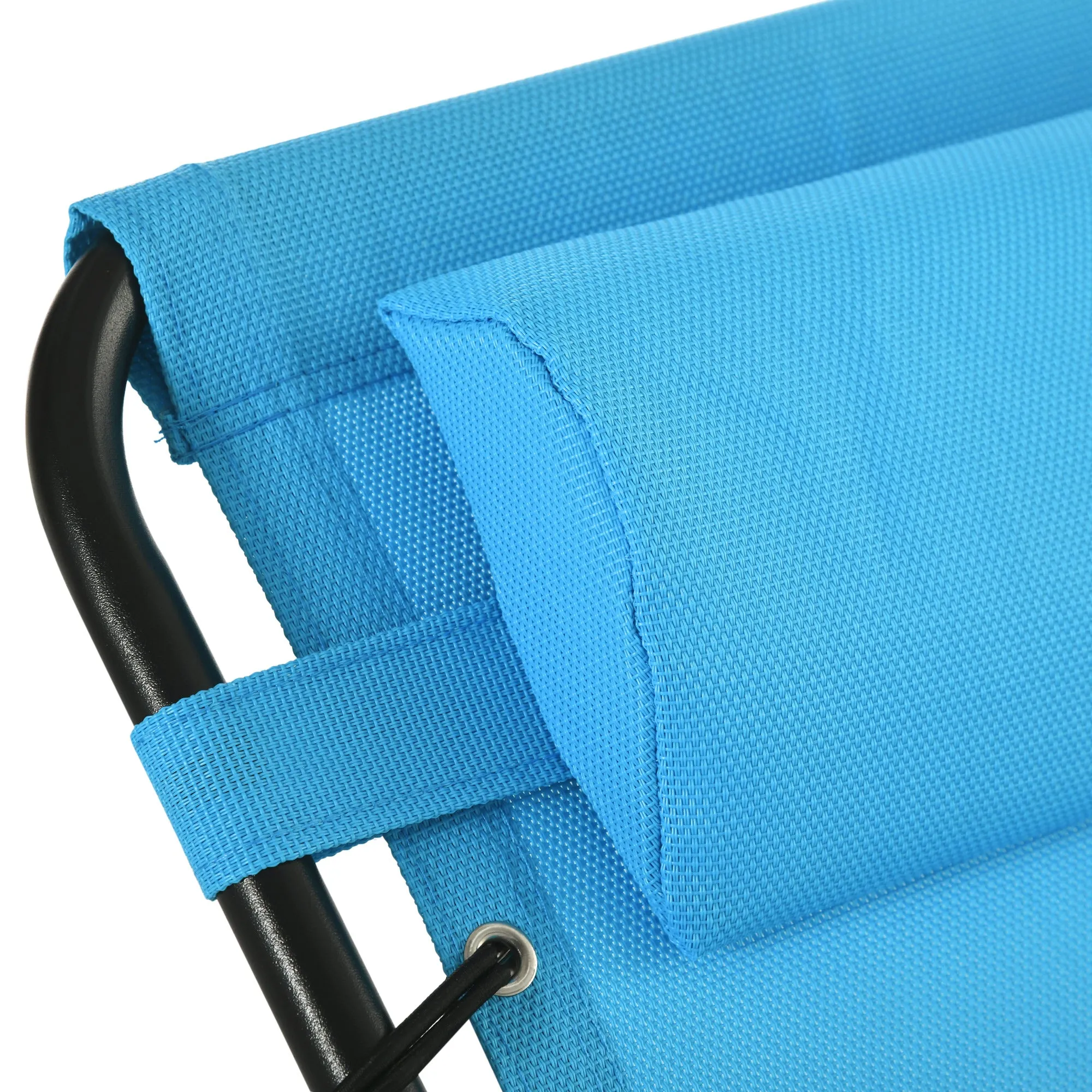 Folding Chaise Lounge Chair with 4-Position Recline, Breathable Mesh & Bungee Seat, Blue