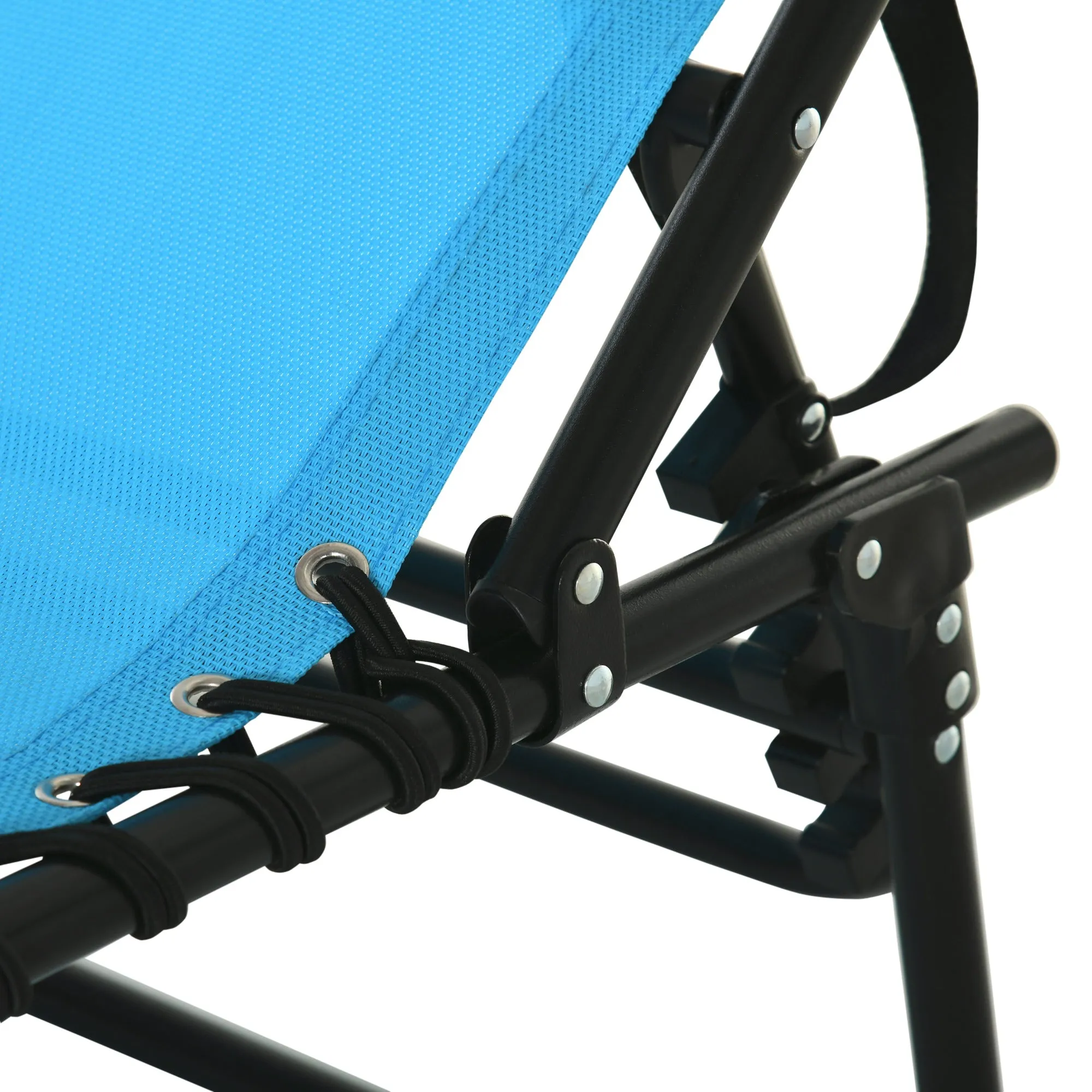 Folding Chaise Lounge Chair with 4-Position Recline, Breathable Mesh & Bungee Seat, Blue