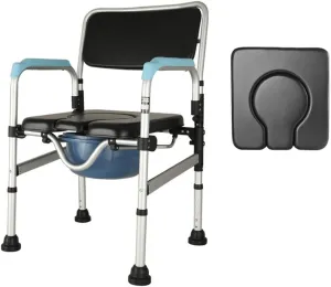 Folding Commode Foldable Light Toilet Chair, Household Mobile Bath Chair, with Soft Cushion and Back Cushion, Adult Portable Camping Toilet Stool (Color : Style 2) (Style 1)