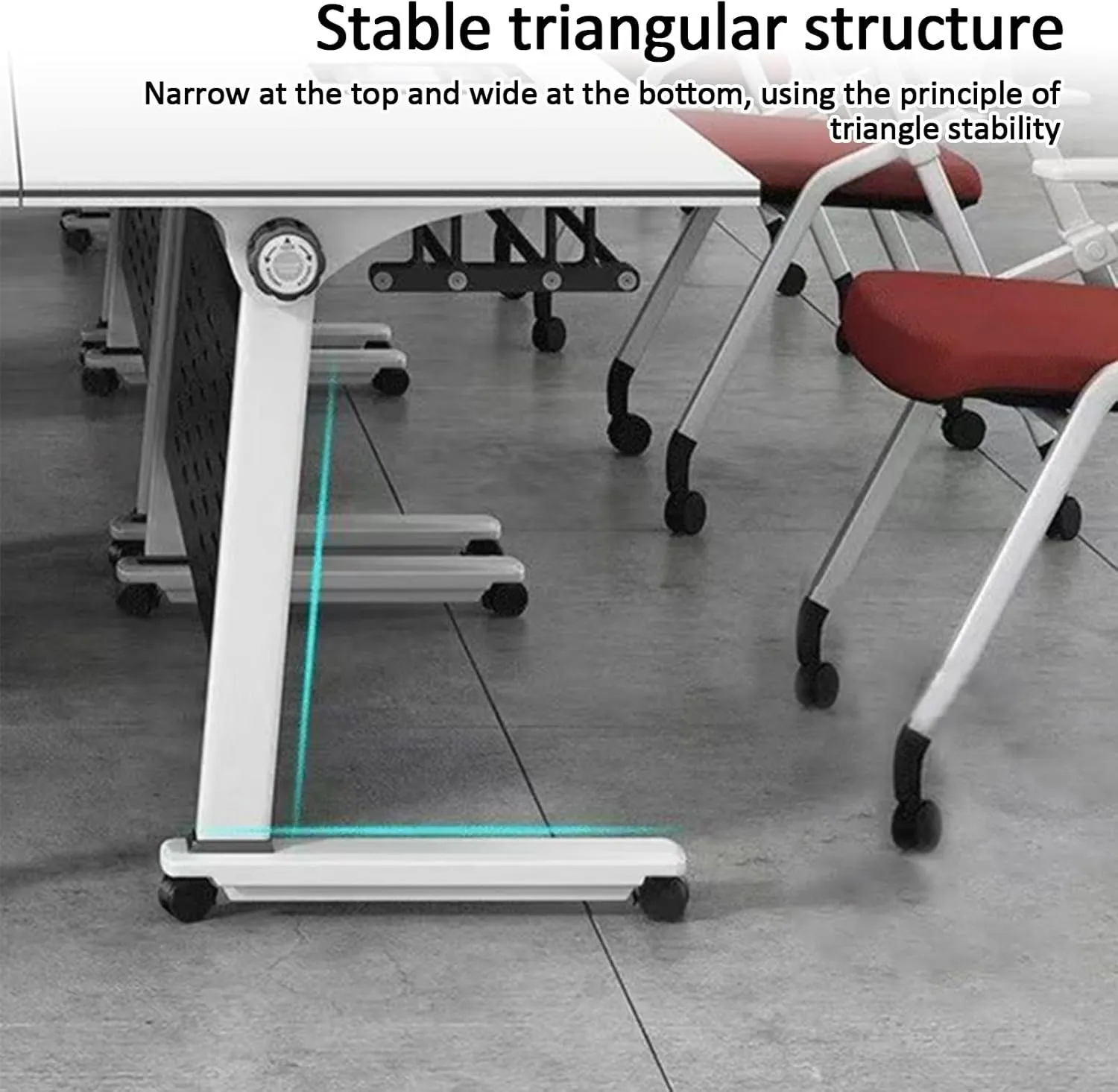 Folding Conference Table, Mobile Training Foldable with Storage Rack and Pulleys, Metal Stand, Perfect for Meeting, Training, etc, White(160x50x75cm/63x20x30in)
