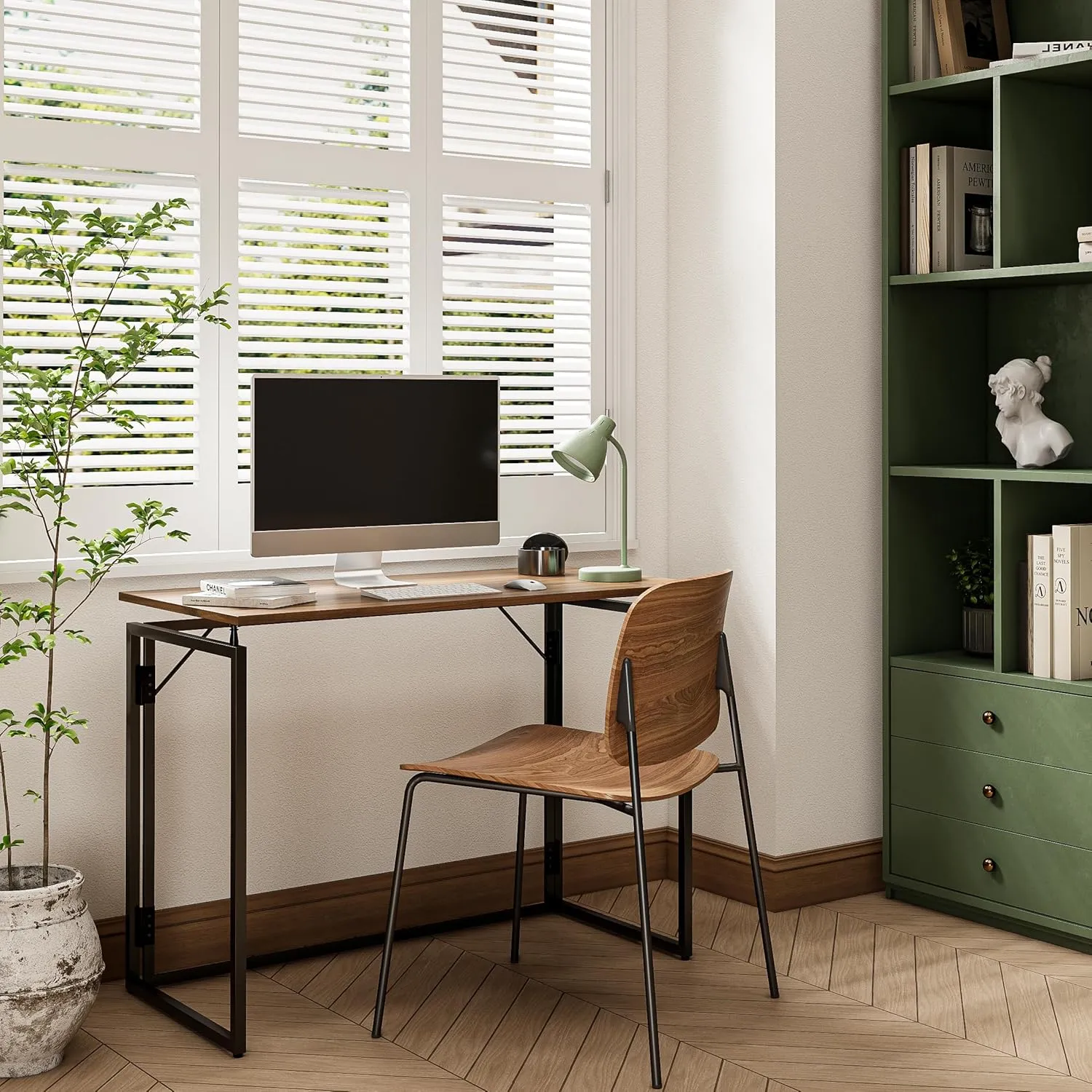 Folding Desk 30 Inch - No Assembly Small Foldable Desk for Small Space, Minimalist Space Saving Collapsible Compact Desk Portable Table for Craft, Writing, Study and Work