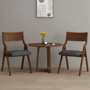 Folding Dining Chairs Set of 2, Upholstered Kitchen Chair with Padded Seat & Wood Backrest, Modern Side-Chair with Wood Legs for Home Office Living Room,No Assembly Needed,Dark Gray Walnut