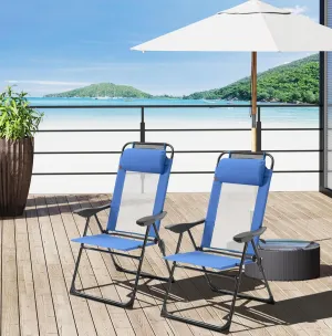 Folding Patio Chair Sillas para Patio Outdoor Patio Chairs Set of 2 Portable Dining Chair for Lawn Garden Backyard Porch and Campin, Blue