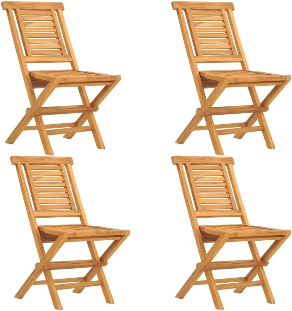 Folding Patio Chairs 4 pcs 18.5"x24.8"x35.4" Solid Wood Teak Outdoor Lounge Accent Chairs Garden Seating Furniture for Patio, Garden, Beach, Lawn, Camping