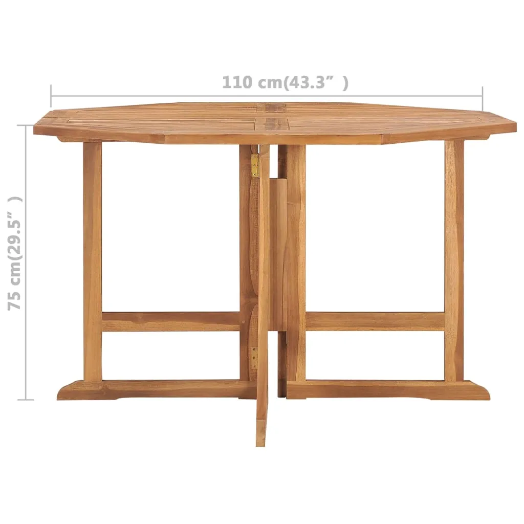 Folding Patio Dining Table 43.3"x43.3"x29.5" Solid Wood Teak