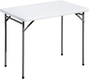 Folding Table 3ft Rectangular All-Occasion Plastic Folding Event Table for Indoor and Outdoor, Portable Desk, Camping, Durable and Stable, HDPE and Steel, Wide Application, White
