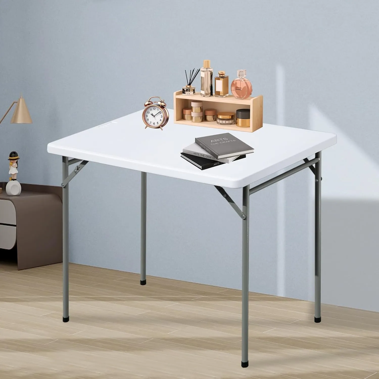Folding Table 3ft Rectangular All-Occasion Plastic Folding Event Table for Indoor and Outdoor, Portable Desk, Camping, Durable and Stable, HDPE and Steel, Wide Application, White