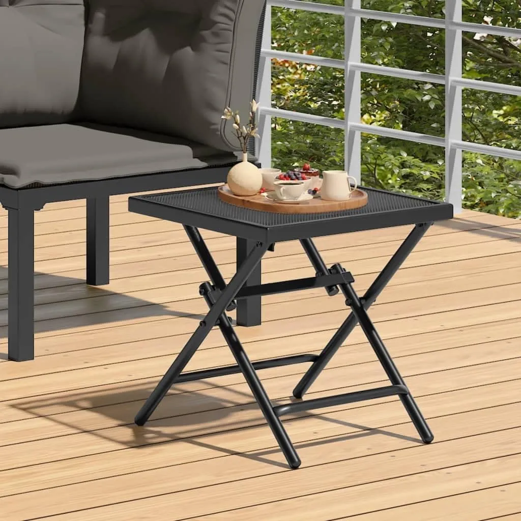 Folding Table Anthracite Steel, Outdoor Portable Side Tables for Camping, Garden, Dining, Coffee, Foldable Use