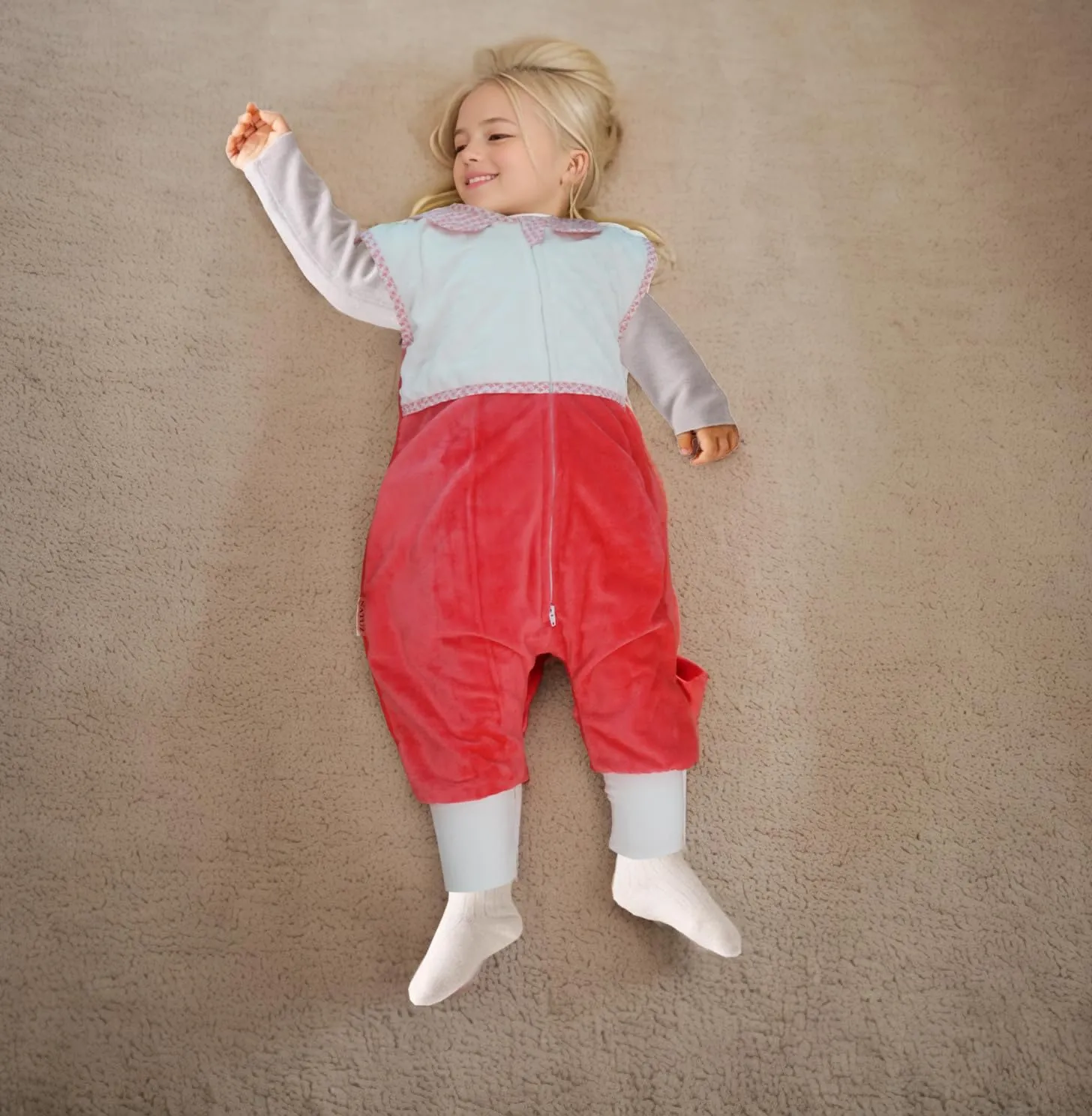 Footed Toddler Sleeping Sack (3-5T) | 1.5 TOG Baby Sleep Bag with Legs | Velour Outer, Cotton Inner | Freedom of Movement for Active Toddlers | Machine Washable Wearable Blanket