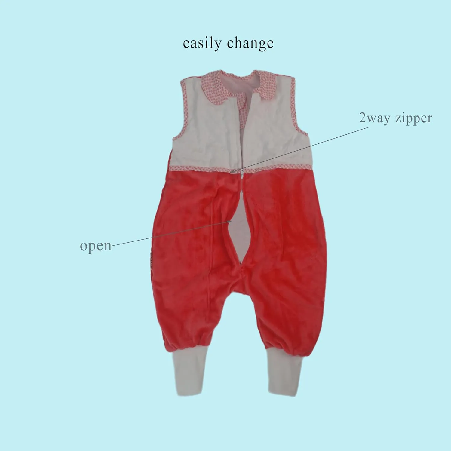 Footed Toddler Sleeping Sack (3-5T) | 1.5 TOG Baby Sleep Bag with Legs | Velour Outer, Cotton Inner | Freedom of Movement for Active Toddlers | Machine Washable Wearable Blanket