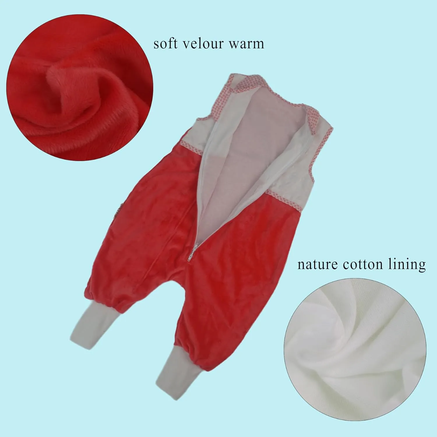 Footed Toddler Sleeping Sack (3-5T) | 1.5 TOG Baby Sleep Bag with Legs | Velour Outer, Cotton Inner | Freedom of Movement for Active Toddlers | Machine Washable Wearable Blanket