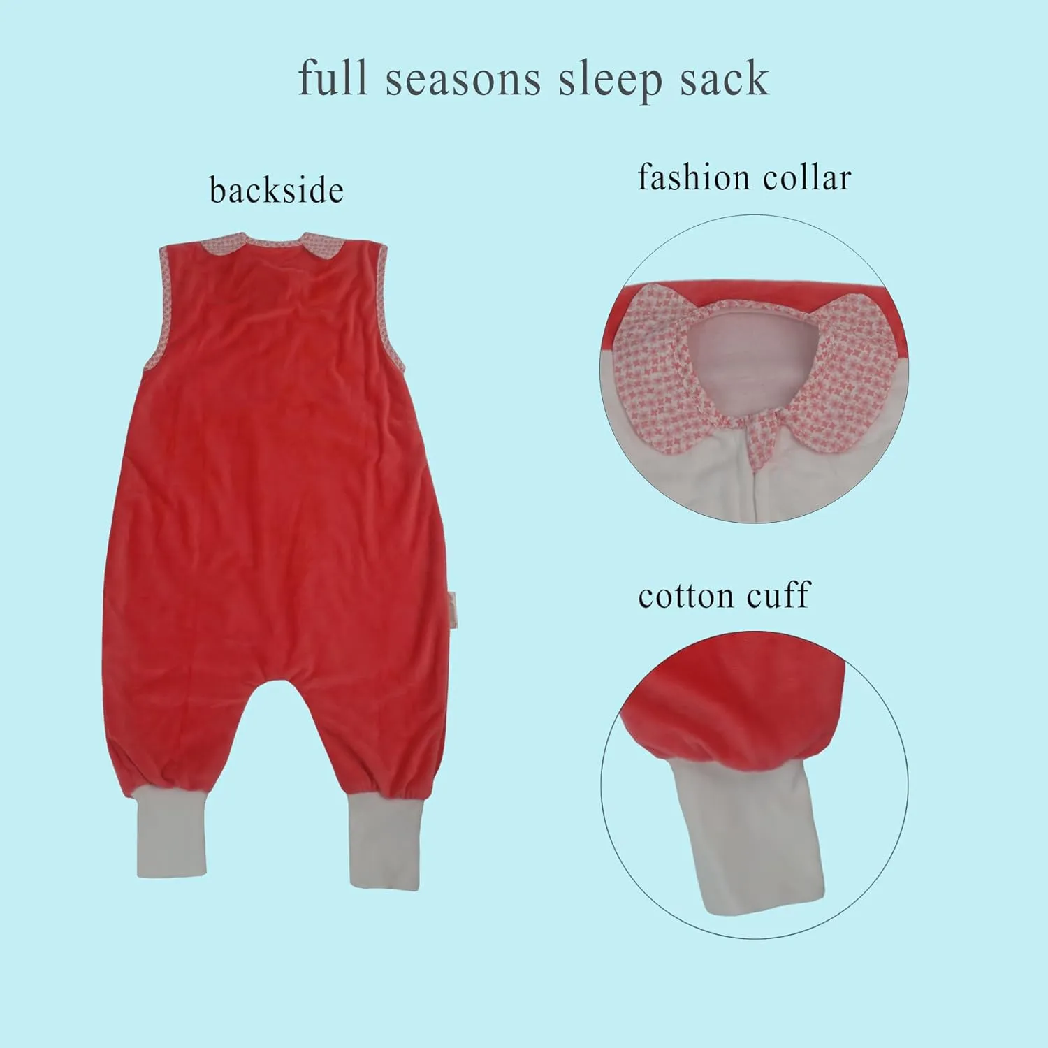 Footed Toddler Sleeping Sack (3-5T) | 1.5 TOG Baby Sleep Bag with Legs | Velour Outer, Cotton Inner | Freedom of Movement for Active Toddlers | Machine Washable Wearable Blanket